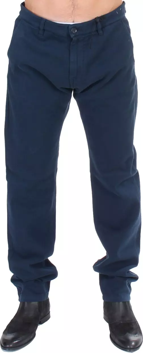 Blue Stretch Straight Fit Pants Chinos