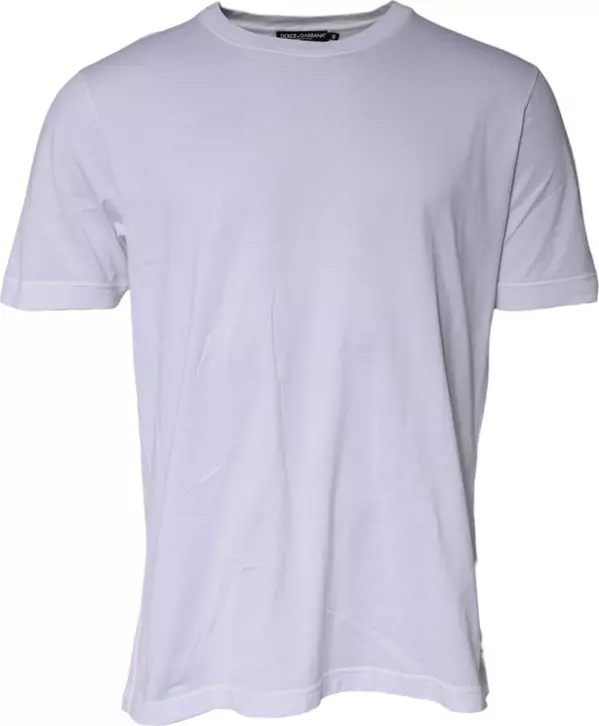 White Cotton Crew Neck Short Sleeves T-shirt