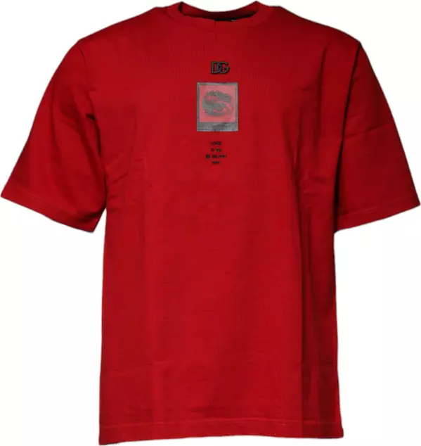 Red DG Eye Cotton Crew Neck T-shirt