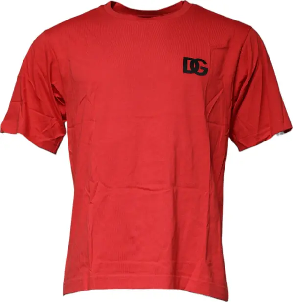Red DG Logo Cotton Crew Neck T-shirt