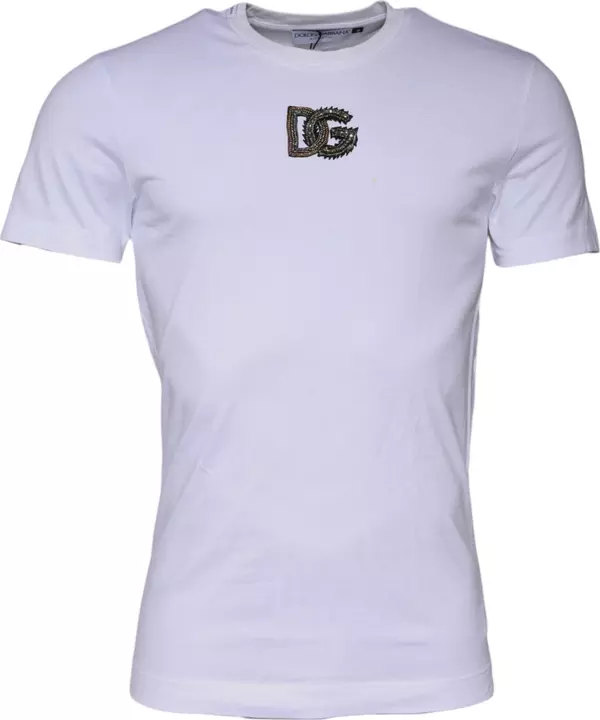 White DG Logo Cotton Crew Neck T-shirt