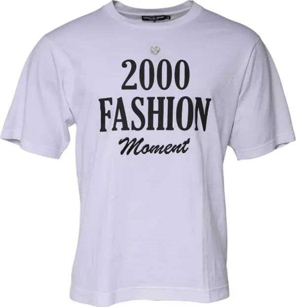 White Graphic Print Cotton Crew Neck T-shirt