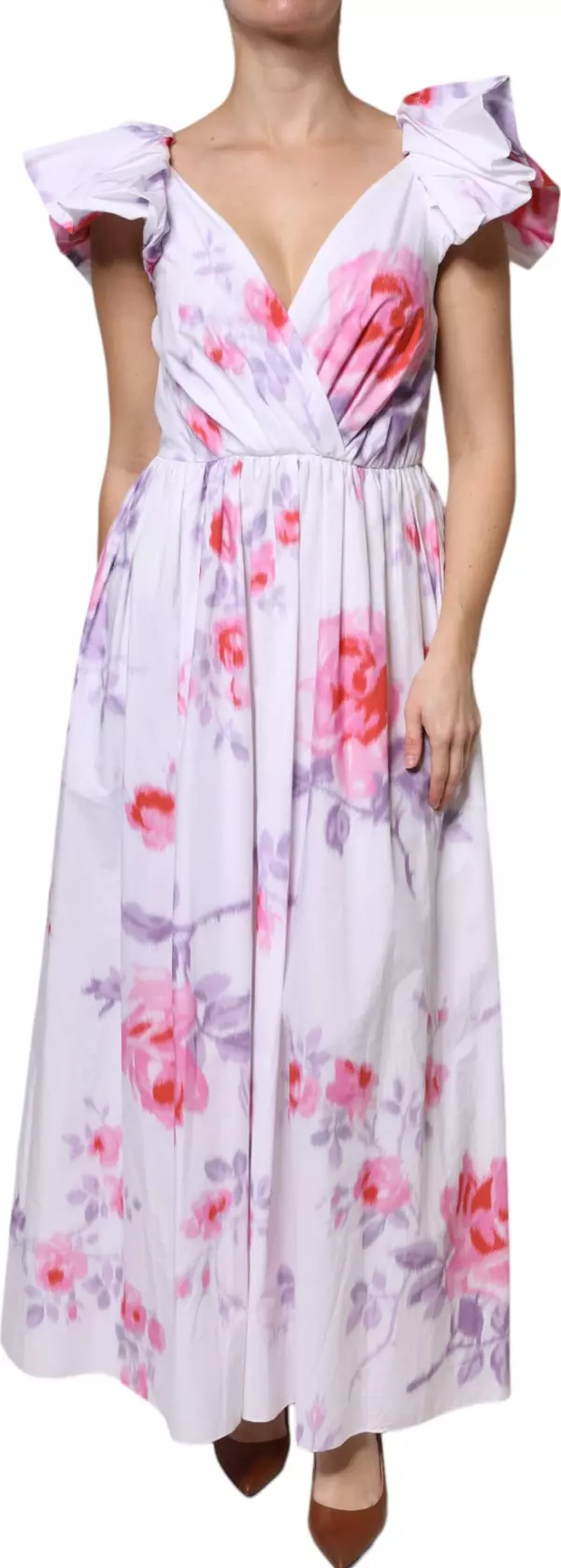 White Floral Cotton Maxi Dress