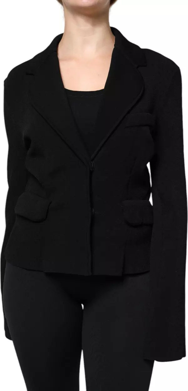 Black Viscose Single Breasted Blazer Jacket