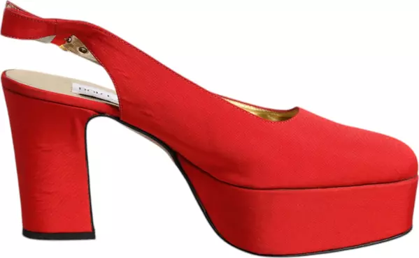 Red Platform Slingback Heels Sandals Shoes