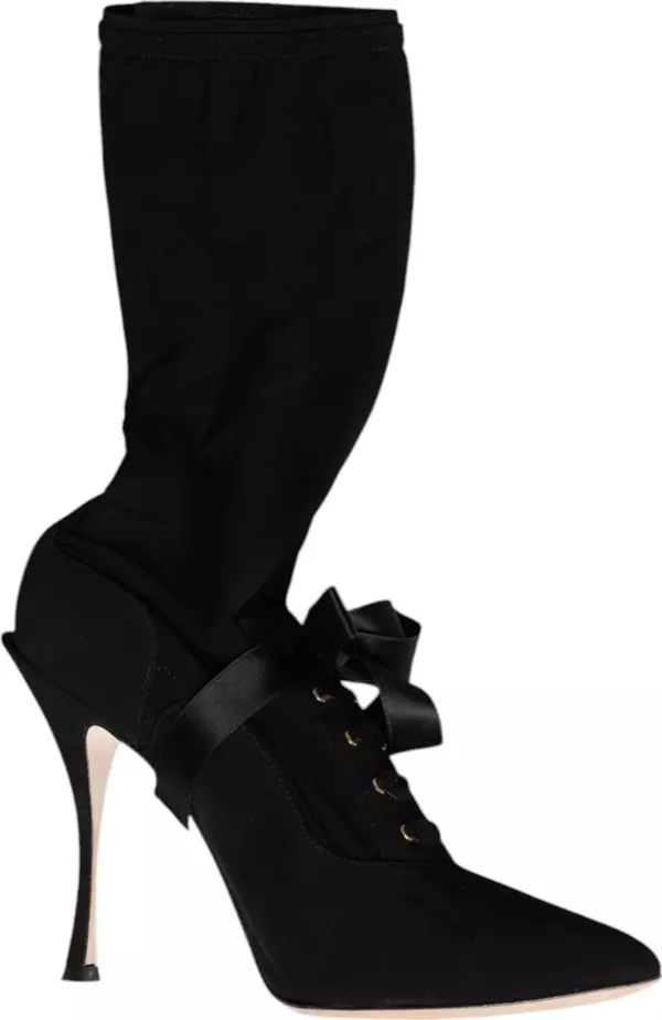 Black Stiletto Heels Mid Calf Boots Shoes