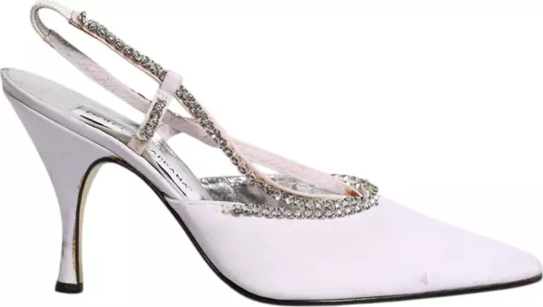 White Strass Crystal Slingbacks Pumps Shoes