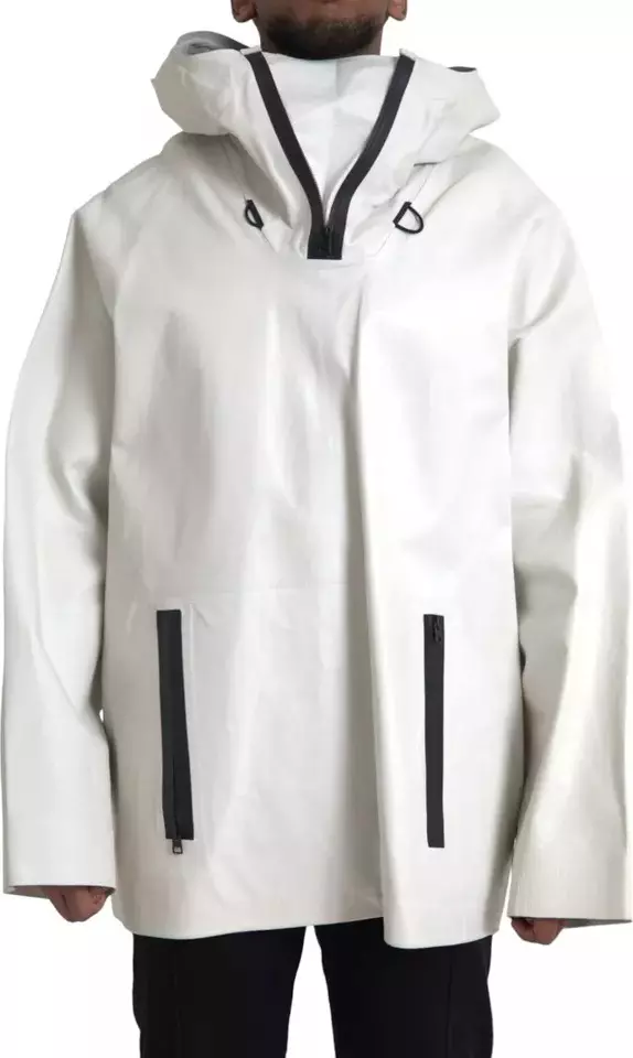 White Leather Men Waterproof Jacket Blouson