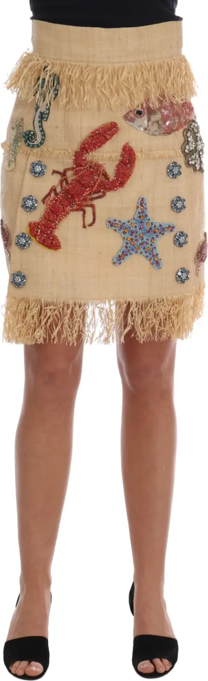 Crystal Beige Palm Fiber Skirt