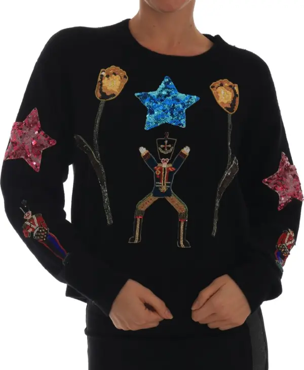 Fairy Tale Crystal Black Cashmere Sweater