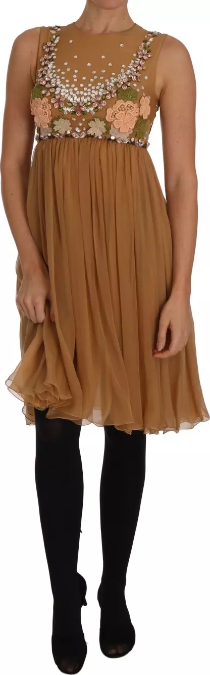 Crystal Silk Gold A-Line Gown Dress