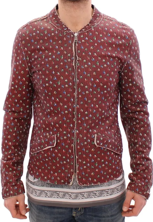 Bordeaux Leather Boxer Print Jacket Coat