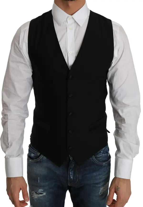 Black Wool Dress Waistcoat