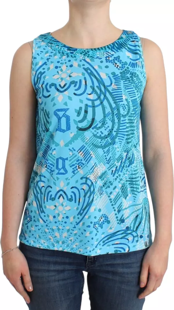 Blue printed tank top