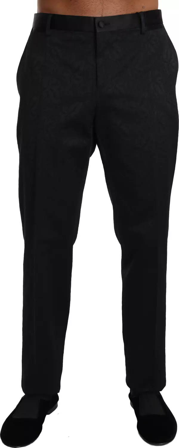 Black Cotton Brocade Formal Trousers Pants