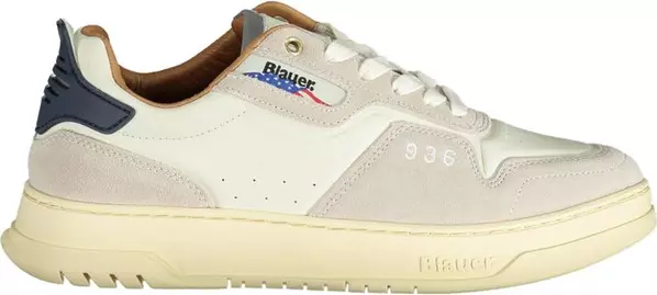 White Polyurethane Men Sneaker