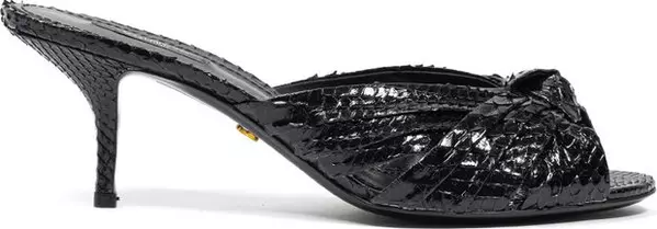 Black Snake Skin  Platform Sandals