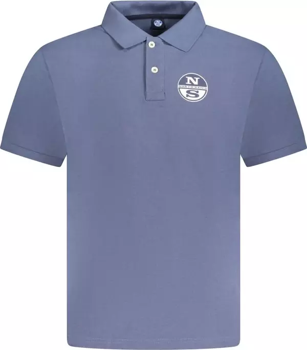 Blue Cotton Men Polo