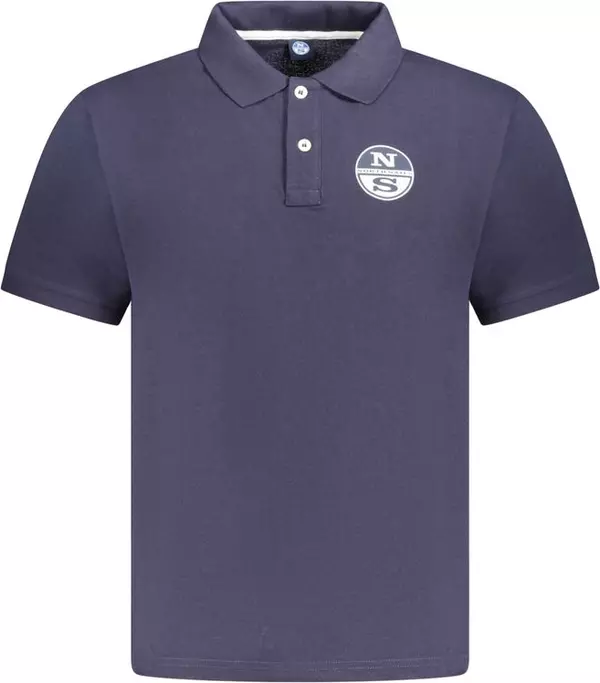 Blue Cotton Men Polo