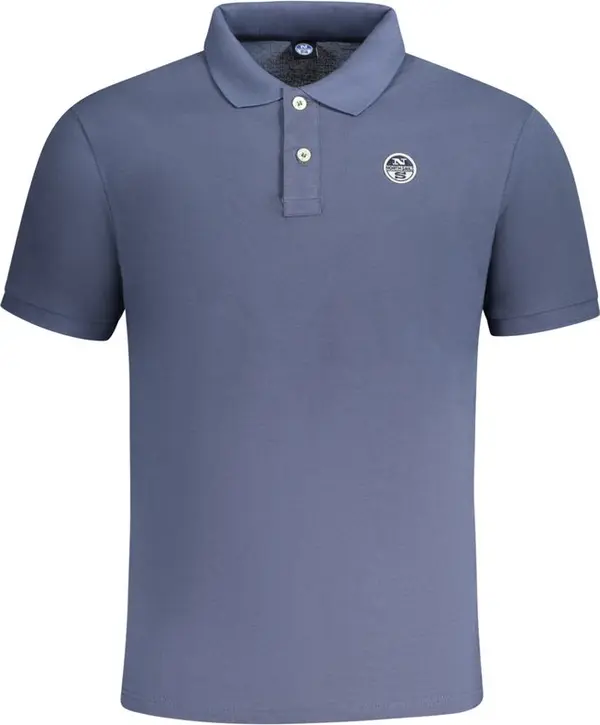 Blue Cotton Men Polo Shirt