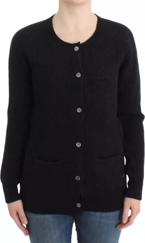 Black wool cardigan