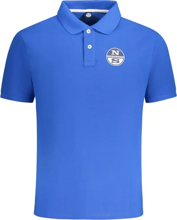 Blue Cotton Men Polo