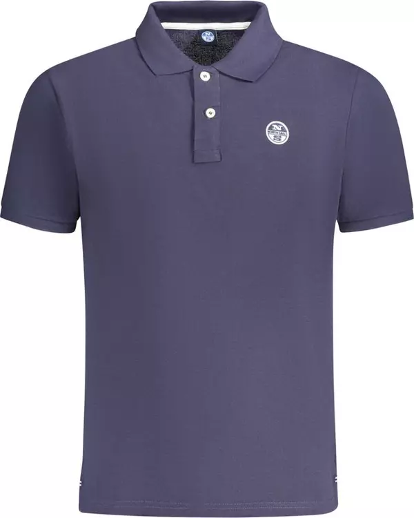Blue Cotton Men Polo