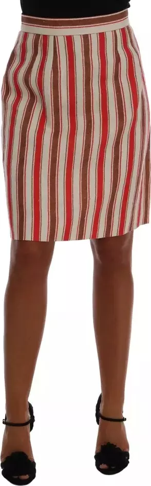 Multicolor Portofino Stripes Cotton Midi Skirt