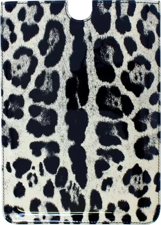 White Leopard Pattern Leather eBook Cover Tablet Case