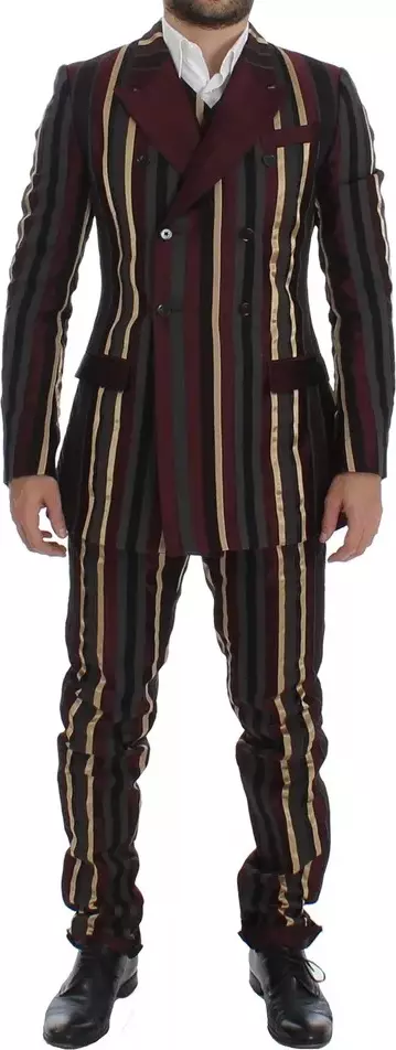 Multicolor Striped Runway 3 Piece Slim Fit Vest Suit