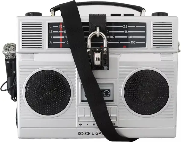 Silver Retro Radio Boombox Limited Edition Handmade Wood Bag