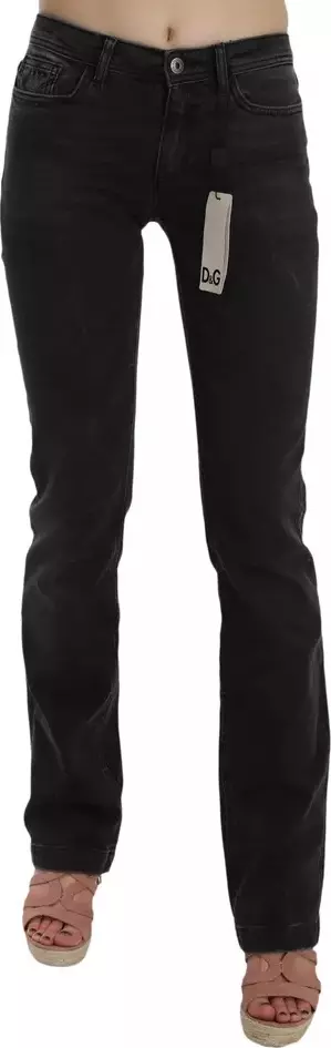 Black Slim Fit Cotton Jeans D&G Pants