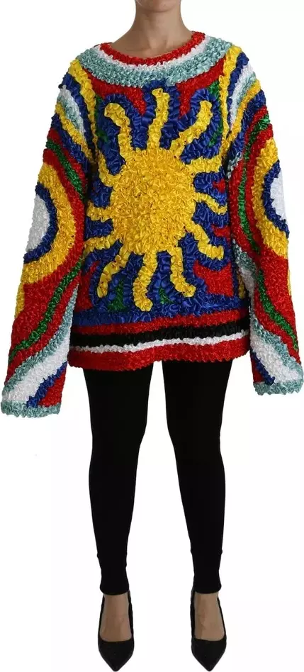 Multicolor Sun Ruffled Top Blouse Sweater