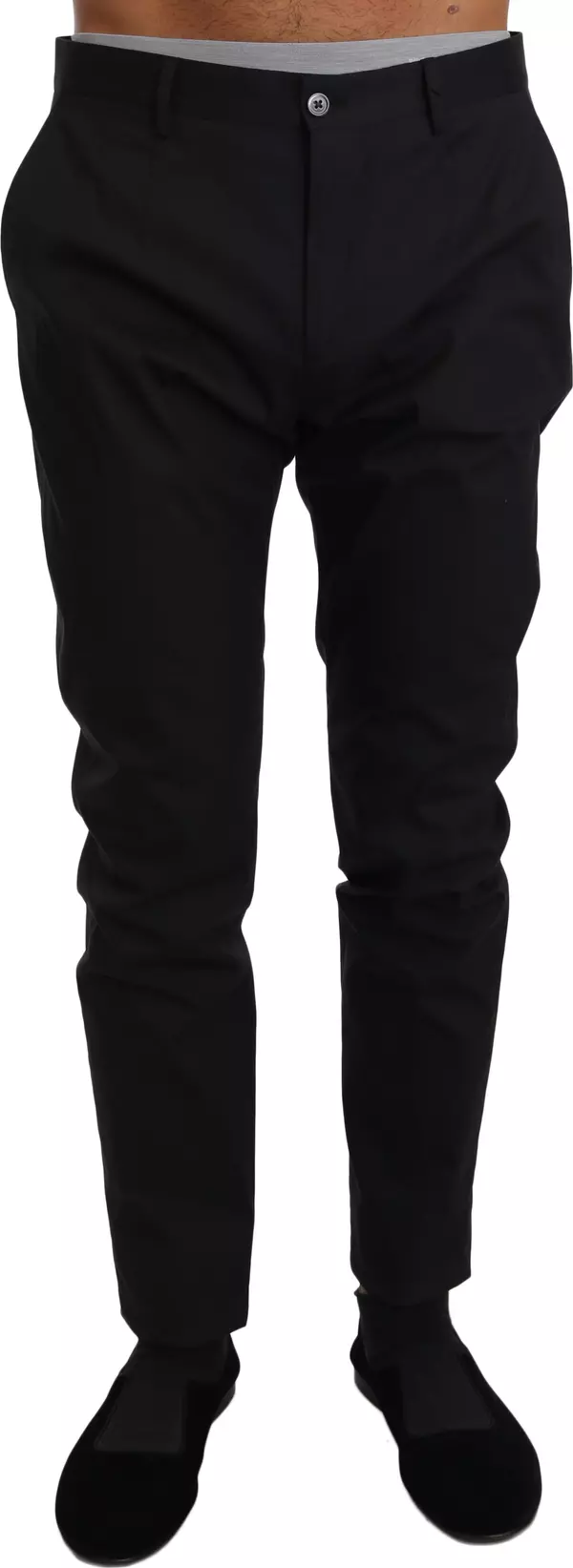 Black Cotton Stretch Formal Trousers Pants