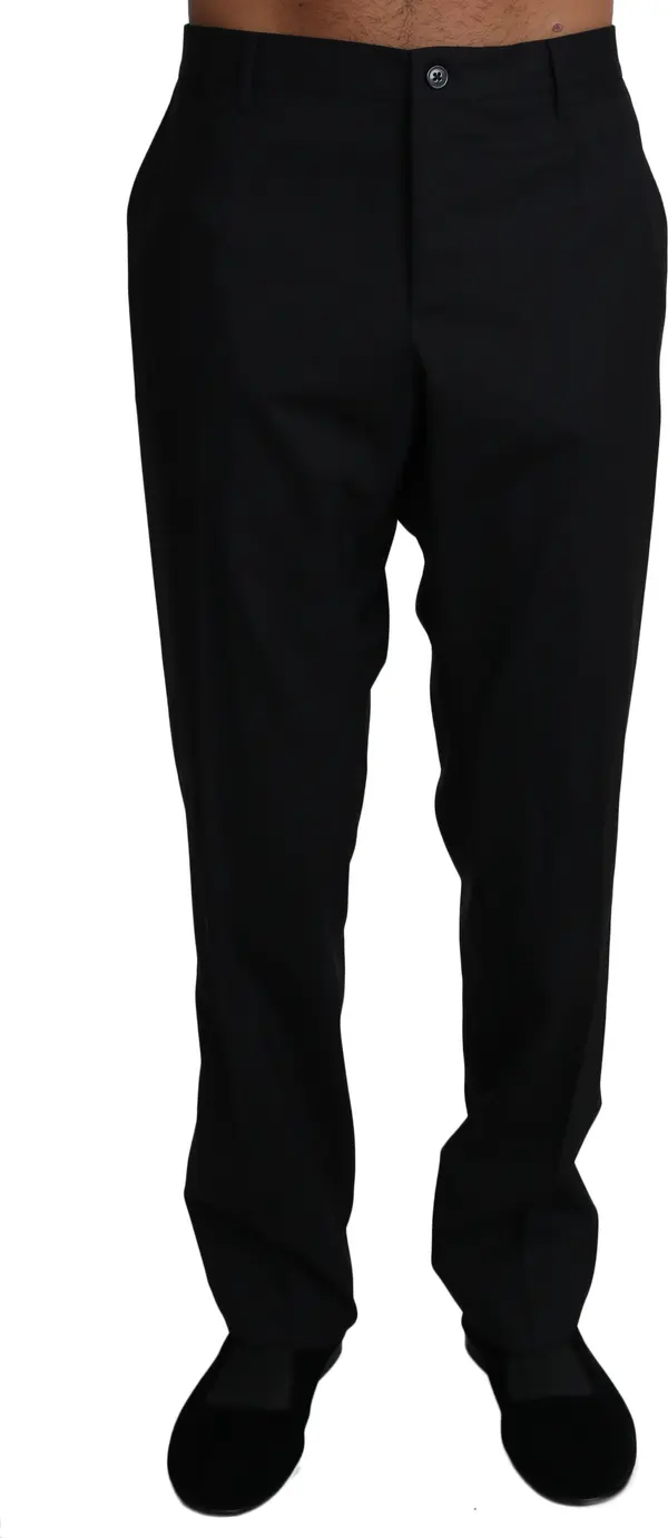 Black Wool Stretch Dress Trousers Pants