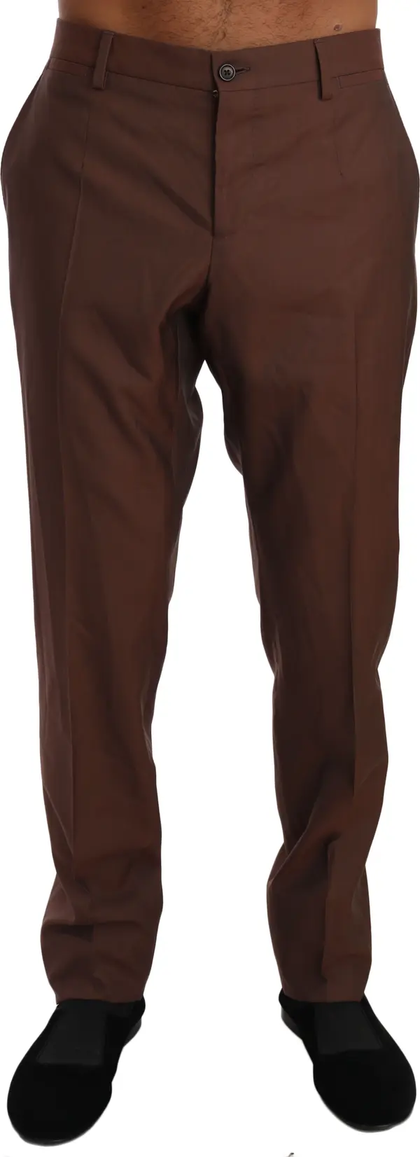 Brown Wool Silk Formal Trousers Pants