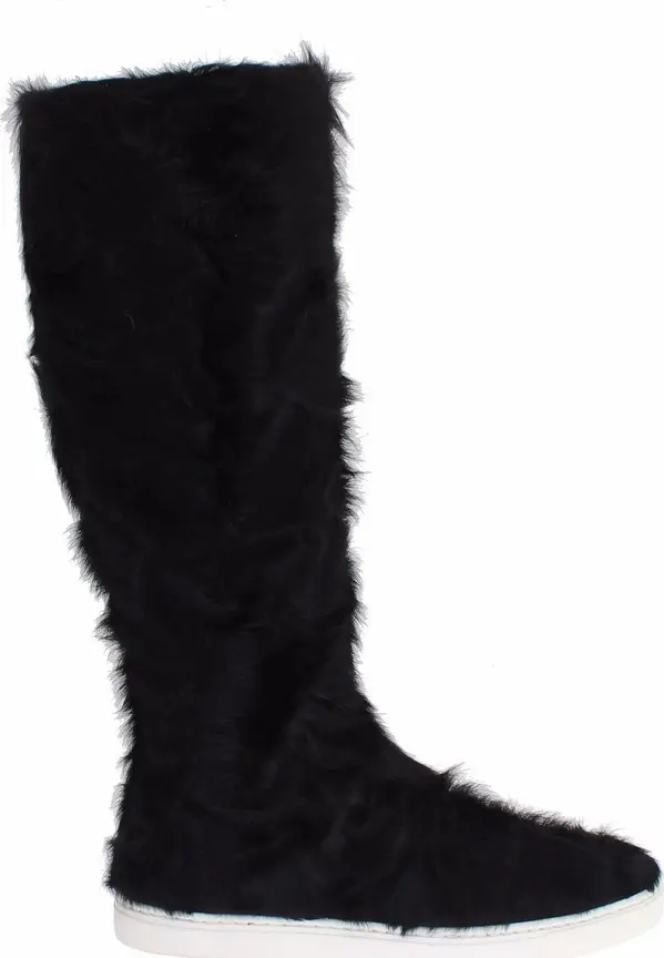 Black Xiangao Lamb Fur Leather Boots