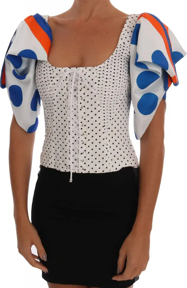 White Polka Silk Corset Bustier Top