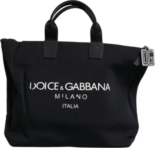 Black Canvas DG Logo Women Shopping Hand Tote Bag