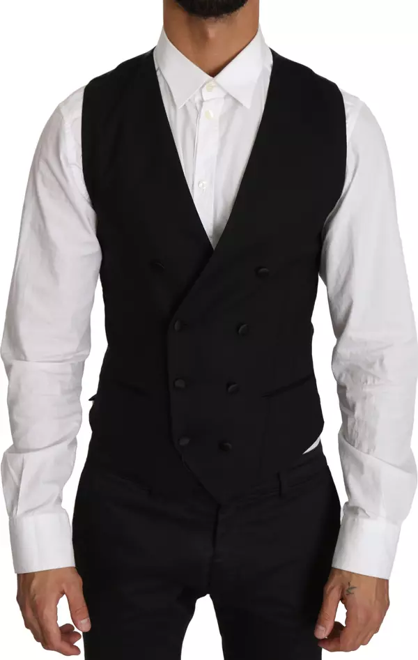 Gray Wool Double Breasted Waistcoat Vest