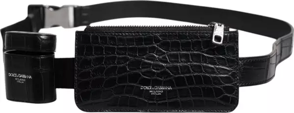 Black Alligator Leather Airpods Case Coin Purse Wallet