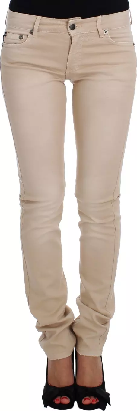 Beige Wash Slim Fit Cotton Stretch Jeans