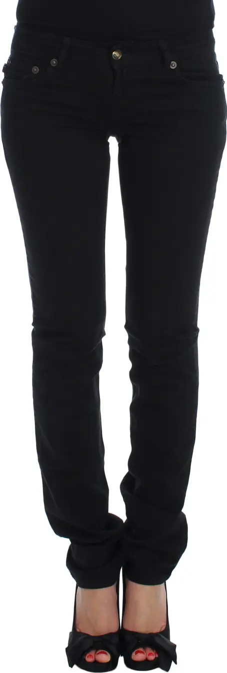 Black Cotton Stretch Slim Skinny Fit Jeans
