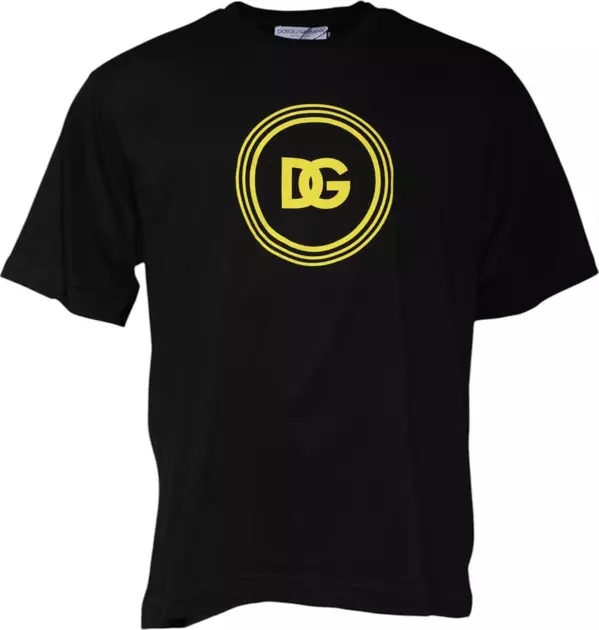 Black Logo Print Cotton Crew Neck T-shirt