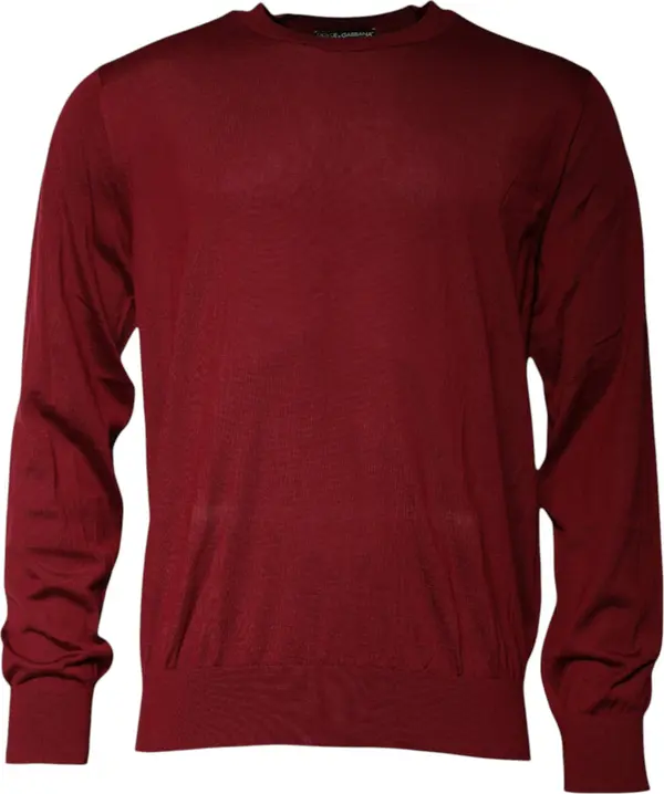 Maroon Cashmere Crew Neck Pullover Sweater