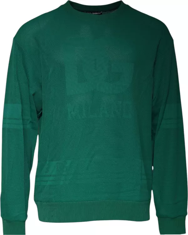Green Logo Nylon Crew Neck Pullover Sweater