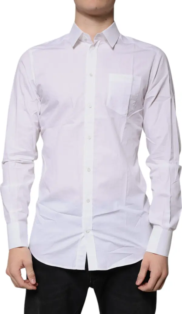 White Cotton Long Sleeves GOLD Dress Shirt