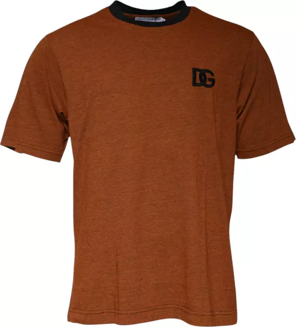 Brown DG Logo Polyester Crew Neck T-shirt