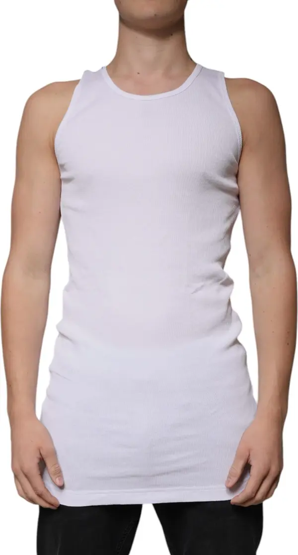 White Cotton Sleeveless Round Neck Tank T-shirt