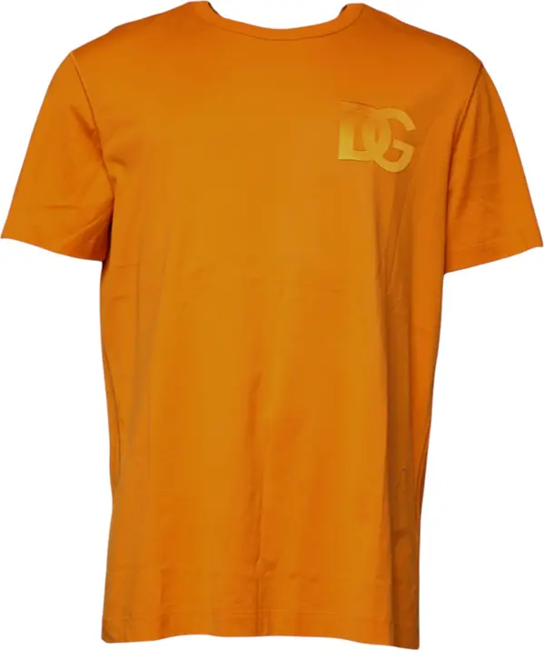 Orange Logo Cotton Crew Neck T-shirt
